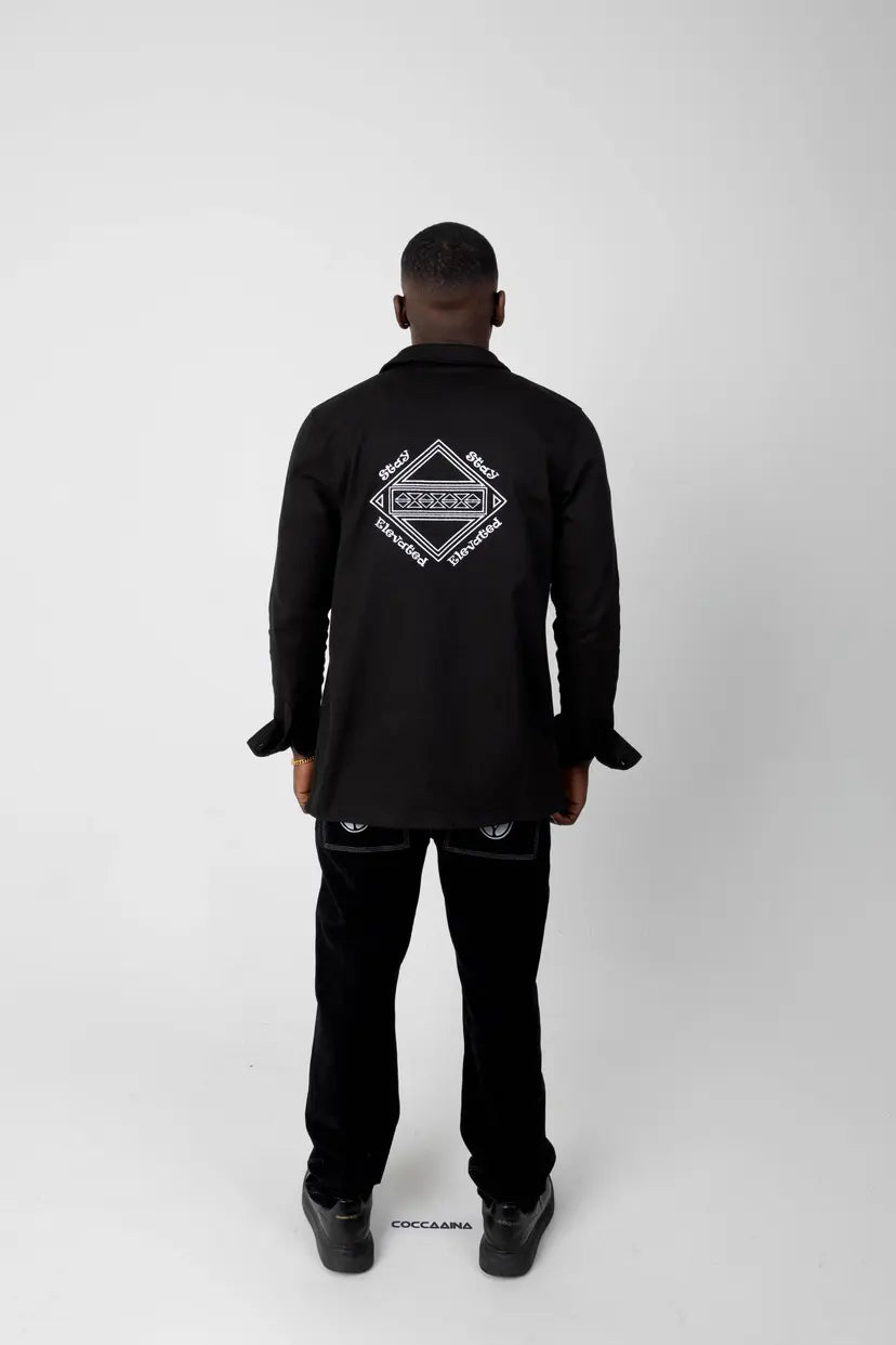 Embroidered Box Logo Long Sleeve Shirt