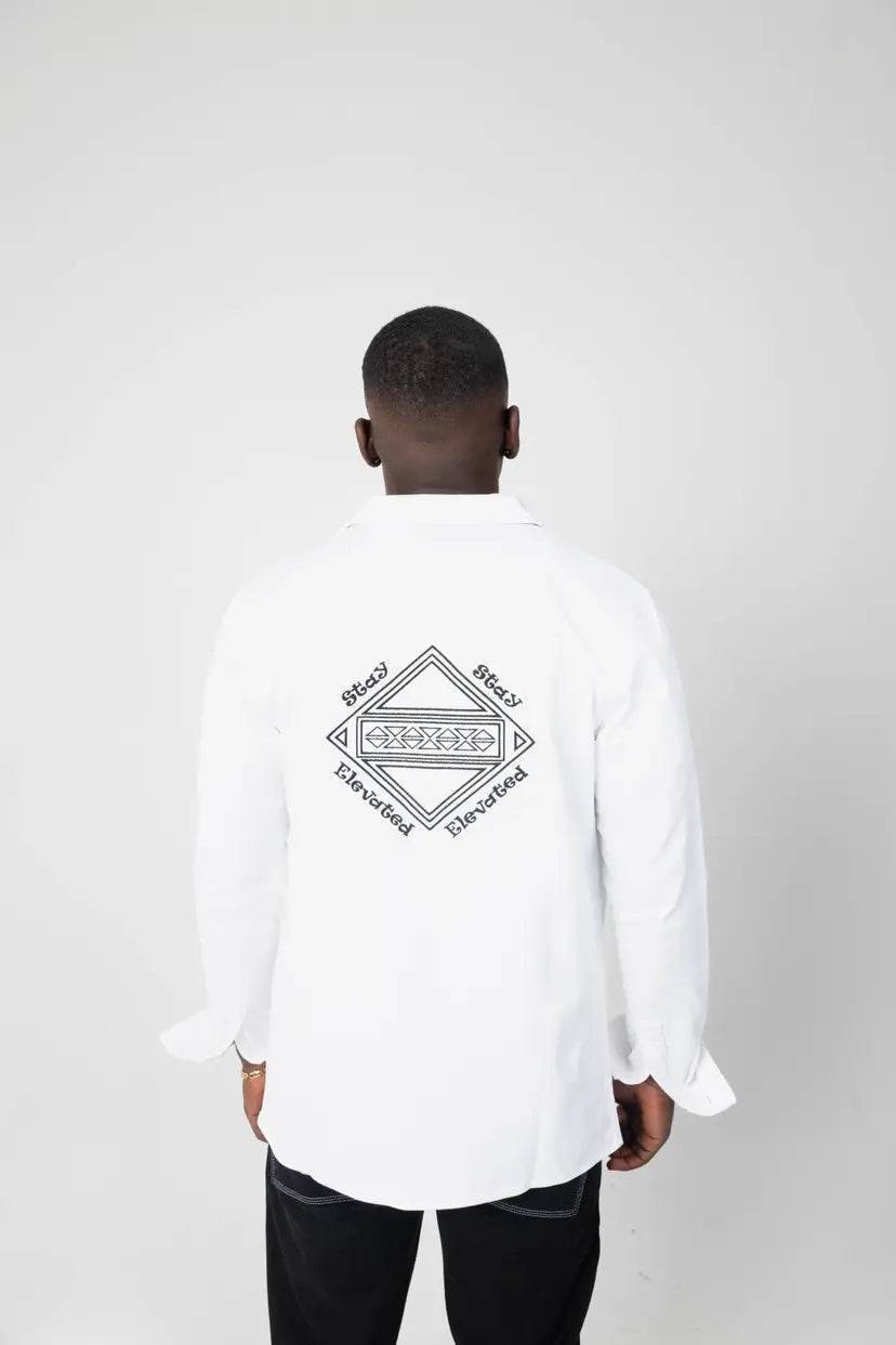 Embroidered Box Logo Long Sleeve Shirt